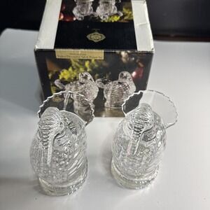 Turkey Salt & Pepper Shakers Shannon Crystal by Godinger 24% Lead Thanksgiving
